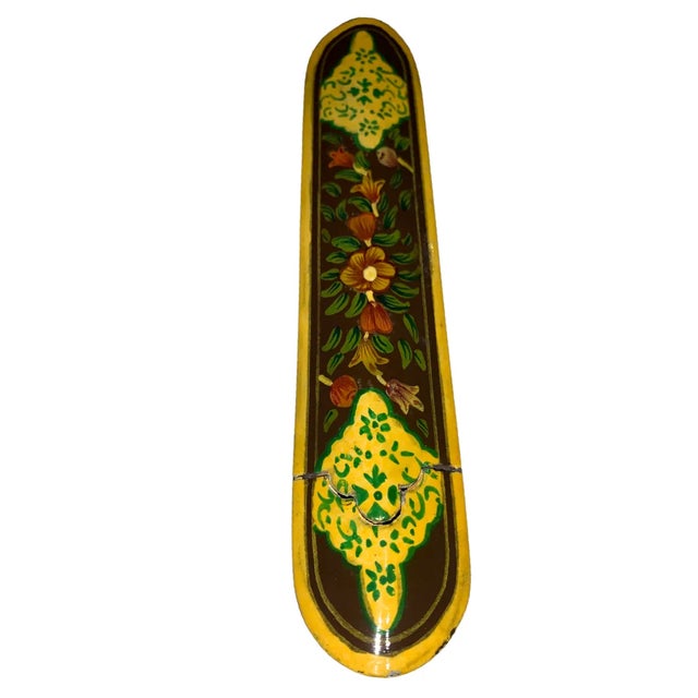 Vintage Qajar Qalamdan Lacquered & Painted Paper Mache Quill Pen Case For Sale - Image 4 of 9