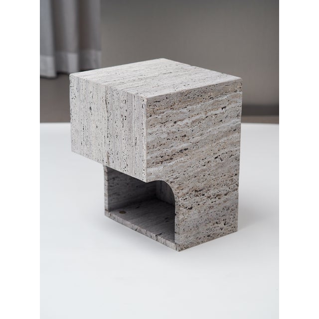 Titanium Arch 01.2 C Side Table in Travertine by Sam Goyvaerts for barh.design For Sale - Image 9 of 13