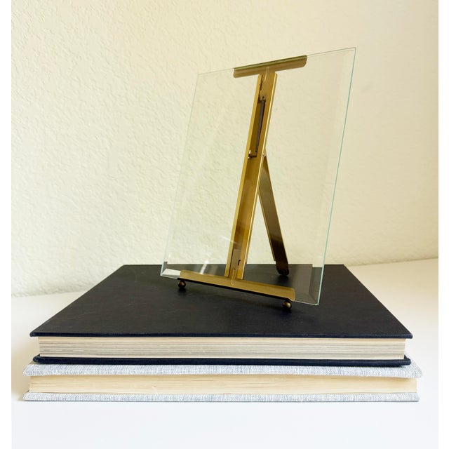 Art Deco 8x10 French Style Brass Easel Picture Frame, Late 20th C For Sale - Image 3 of 13