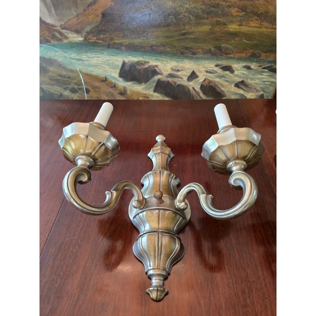 1950s Vintage Mid Century Pair Classical Sconces For Sale - Image 5 of 6