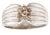 Lovely estate pinky band ring crafted in 18K white gold, featuring a delicate floral design adorned with 7 champagne...