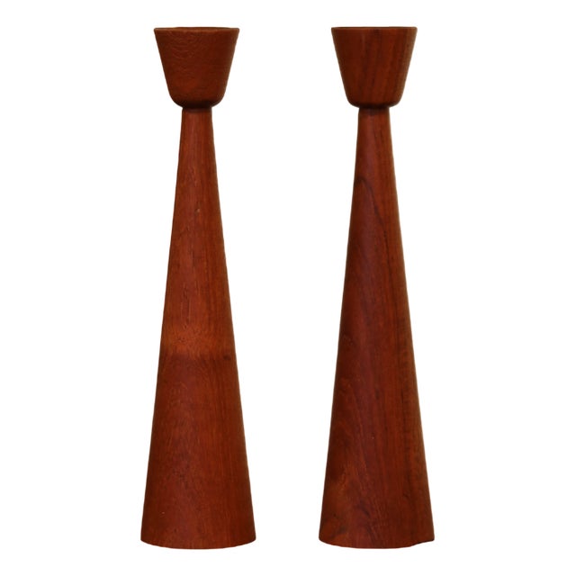 Teak Candleholders by Laurids Lønborg for Lønborg, 1960s, Set of 2 For Sale