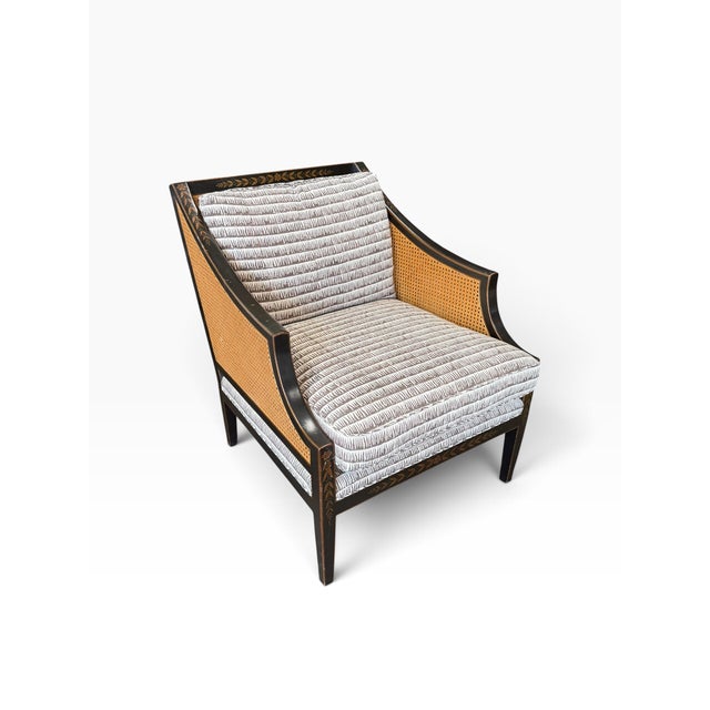 1990s Dessin Fournir Chinoiserie Decorated Double Cane Directoire Club Chair For Sale - Image 5 of 6