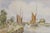 Fishing boats scene watercolor, circa 1950s, by Dorothy Lightfoot. Fishing boats in a tidal estuary. Signed lower left, D....