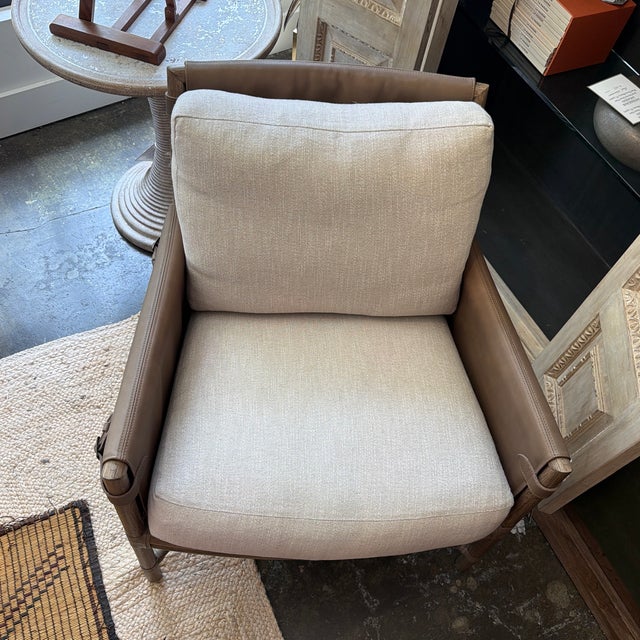 McGuire Bercut Rattan Leather Chair For Sale - Image 9 of 12