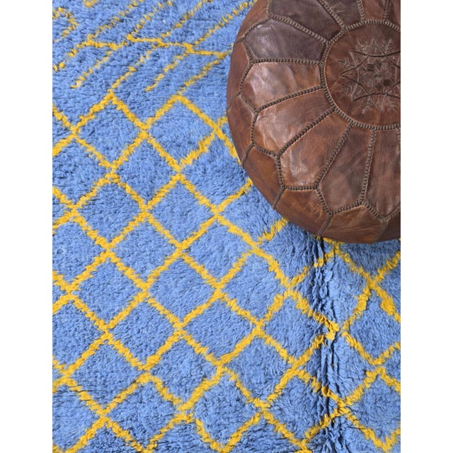 Blue Handmade Blue Moroccan Rug - 8.1 X 4.8 Ft For Sale - Image 8 of 8