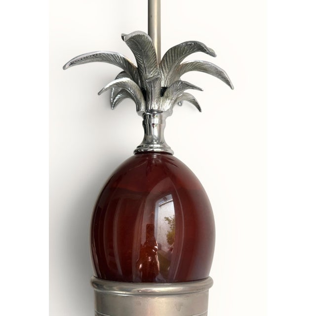 Vintage Pineapple Table Lamp in Chromed Brass and Amber Bakelite, 1970 For Sale - Image 4 of 11