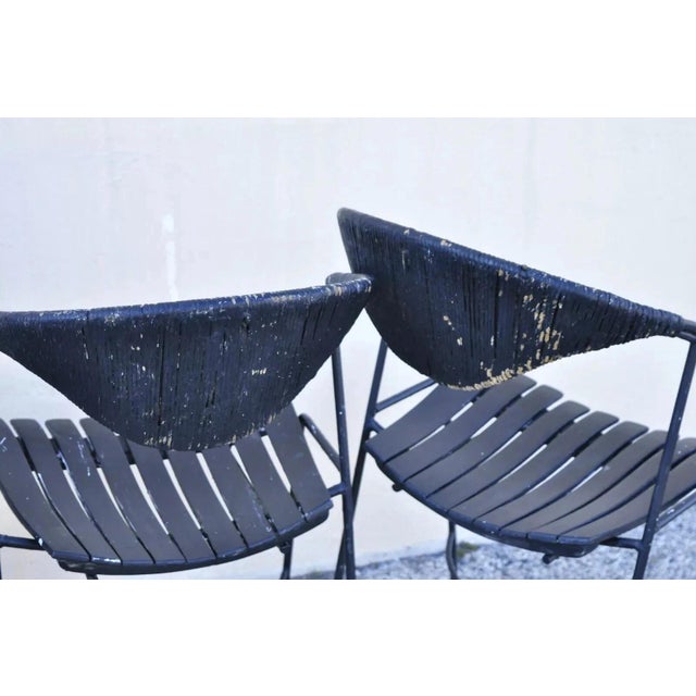 Mid 20th Century Arthur Umanoff Style Mid Century Modern Rattan Wrought Iron Dining Chairs - Set of 4 For Sale - Image 9 of 12