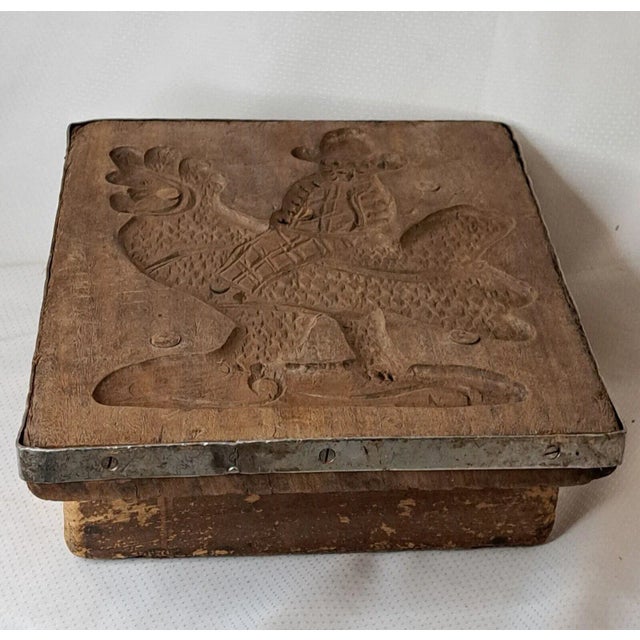 SKU: OT2508 Antique Carved Wood A Man Riding Rooster Springerle Cookie Board Mold Folk Art 18th Century Beautifully hand-...