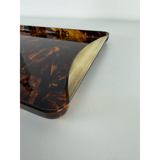Mid-Century Modern Mid-Century Modern Serving Tray in Acrylic and Brass, Italy, 1970s For Sale - Image 3 of 8