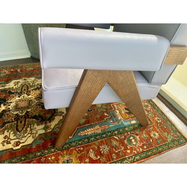 Luxury Italian Leather Accent Chair – Smoked Walnut & Lilac Grey - Made in Italy! For Sale In Chicago - Image 6 of 8