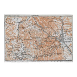 1909 Antique Map of Colorado Springs and Pike's Peak For Sale