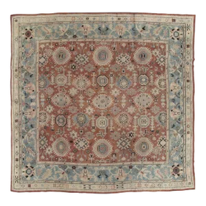Antique Oushak Carpet, Red Carpet, Handmade Carpet, Turkish Carpet, Brown, Green