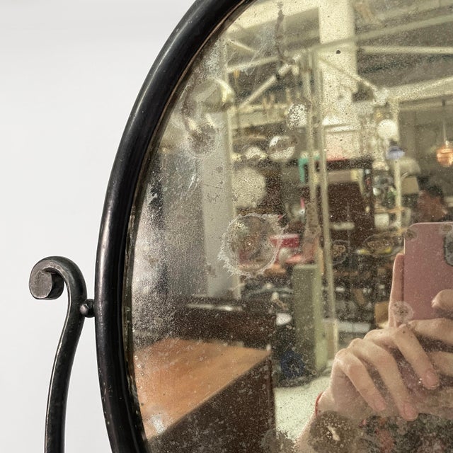 Metal Italian Black Metal Console with Mirror and Drawer, Late 1800s For Sale - Image 7 of 18