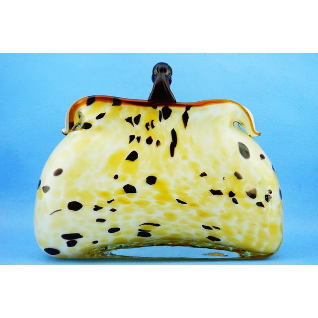 20th Century Sculpture in the Shape of a Bag Vase in Spotted Sommerso Glass attributed to Franco Moretti, Murano, 1980s For Sale - Image 11 of 18