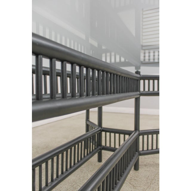 Black Bamboo Form Base Glass Top Dining Room Table For Sale - Image 8 of 12