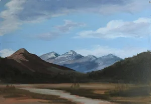 Mountain River Valley Landscape Painting