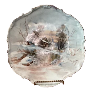 Mid 20th Century French Limoges Flambeau China L.D.B. & Co. Hand Painted Plate Signed