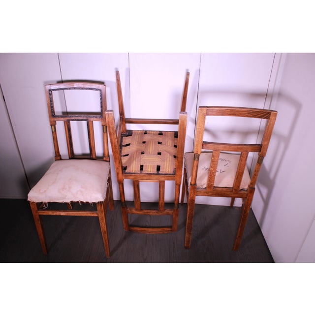 1900s English Aesthetic Movement Oak Wood Dining Chairs - Set of 4 For Sale - Image 4 of 7