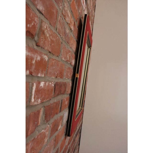 Mid-Century Modern Vintage Umberto Mascagni Upholstered Wall Mirror With Leather and Brass Border For Sale - Image 3 of 18