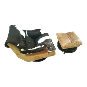 Italian Modern Swivel Chairs with Swivel Ottoman