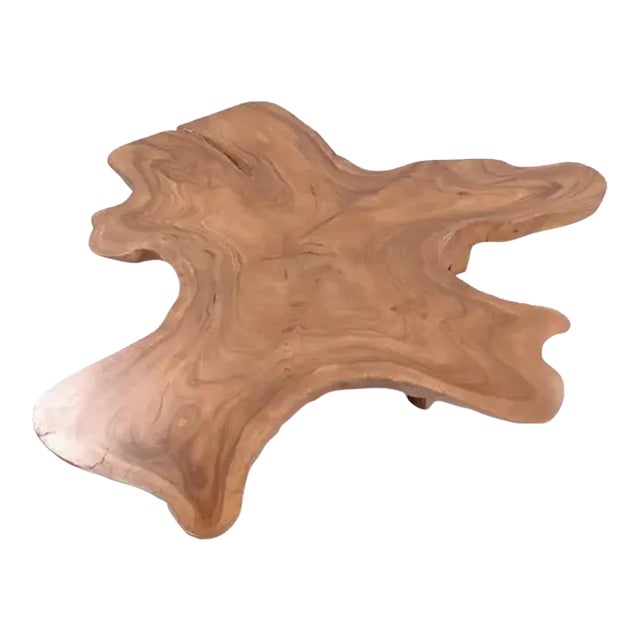 Brown Free Form Living Edge One Slab Coffee Table For Sale