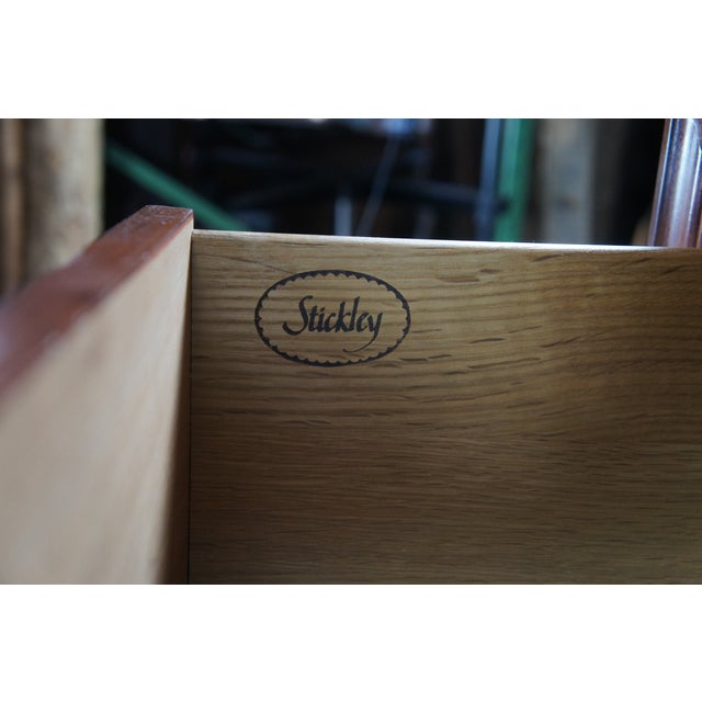 Wood Late 20th Century Stickley French Louis Philippe Style Cherry Double Dresser & Mirror Hidden Stash For Sale - Image 7 of 18