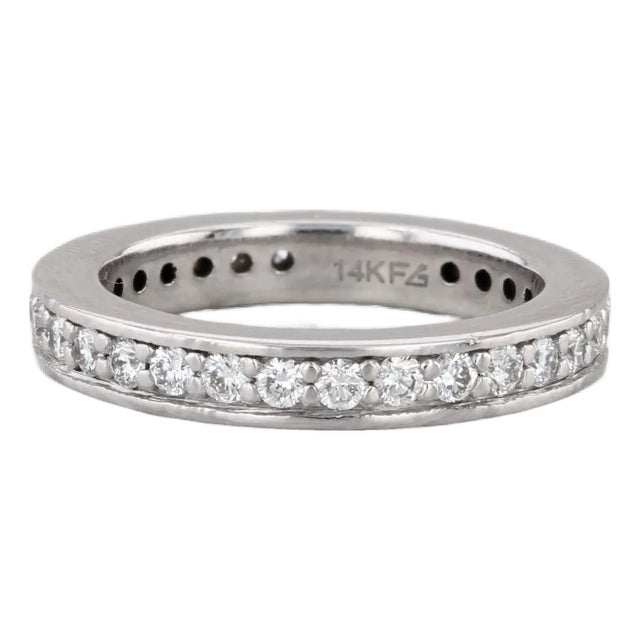 0.54ctw Diamond Wedding Ring 14k White Gold Size 4.5 Stackable Anniversary Band For Sale