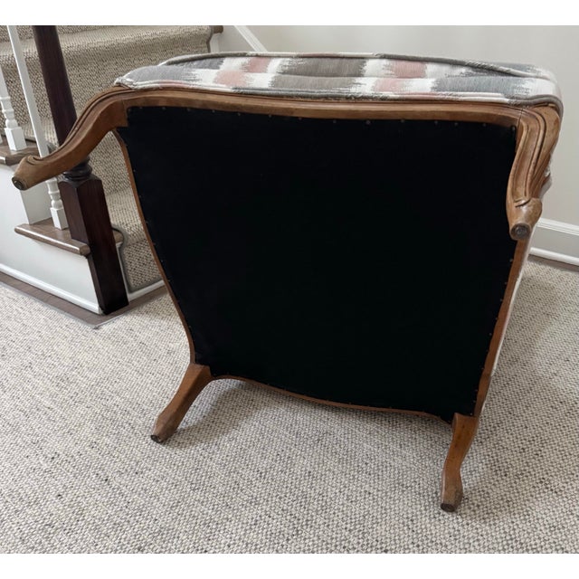 Early 20th Century Large Antique Walnut Wing Chair With New Performance Fabric For Sale - Image 5 of 6