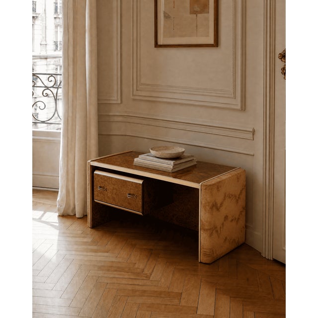 1960s Vintage Sideboard in Elm Burl and Brass, 1960s For Sale - Image 5 of 5