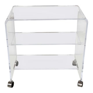 1970s Vintage Rolling Acrylic Cart With Shelf For Sale