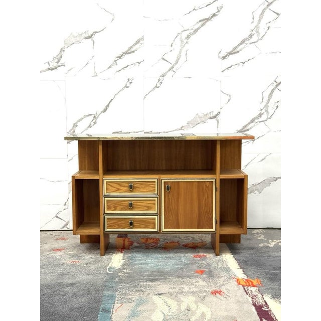 Scandinavian Geometric Wood Console Table, 1970s For Sale - Image 3 of 12