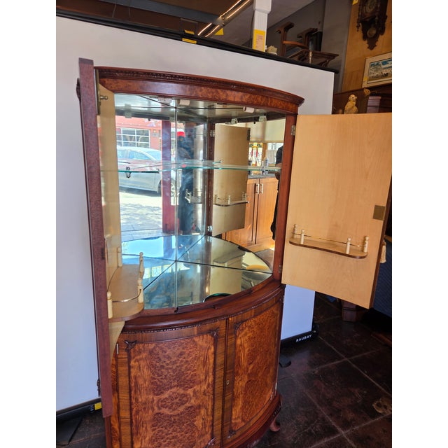 Wood Antique Burr Elm & Walnut Corner Cocktail Bar Drinks Cabinet George III Style For Sale - Image 7 of 7