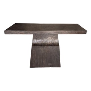 Solid Mango Wood Console Table Espresso Finish Modern Organic For Sale