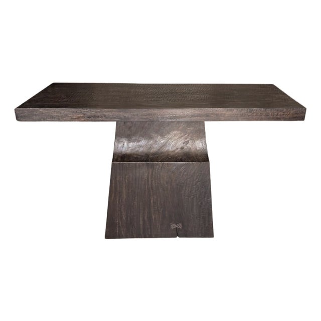 Solid Mango Wood Console Table Espresso Finish Modern Organic For Sale