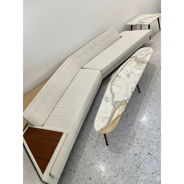 1960s White Boucle Boomerang Sofa Couch 4 Pc Set Adrian Pearsall Style For Sale - Image 9 of 9