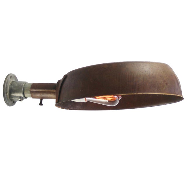 Vintage Industrial Brown Rust Iron Wall Light For Sale - Image 5 of 7