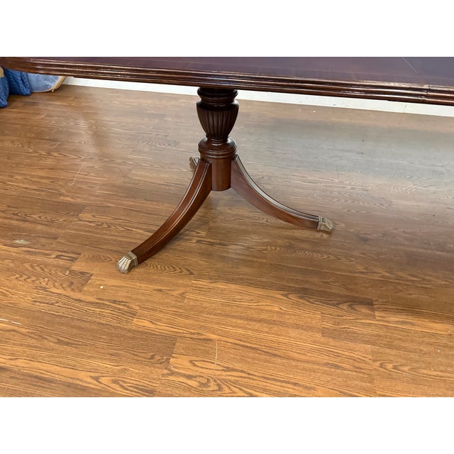 Traditional Georgian Style Banded Mahogany Dining Table by Leighton Hall - Showroom Sample For Sale - Image 13 of 14