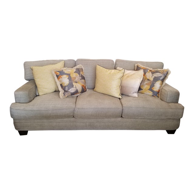 Henredon Down Filled Gray Sofa & 5 Pillows Chairish