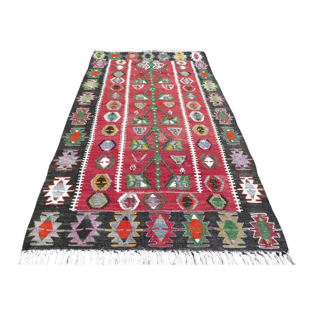 1960s Vintage Turkish Handmade Kilim Rug - 31"x61" For Sale