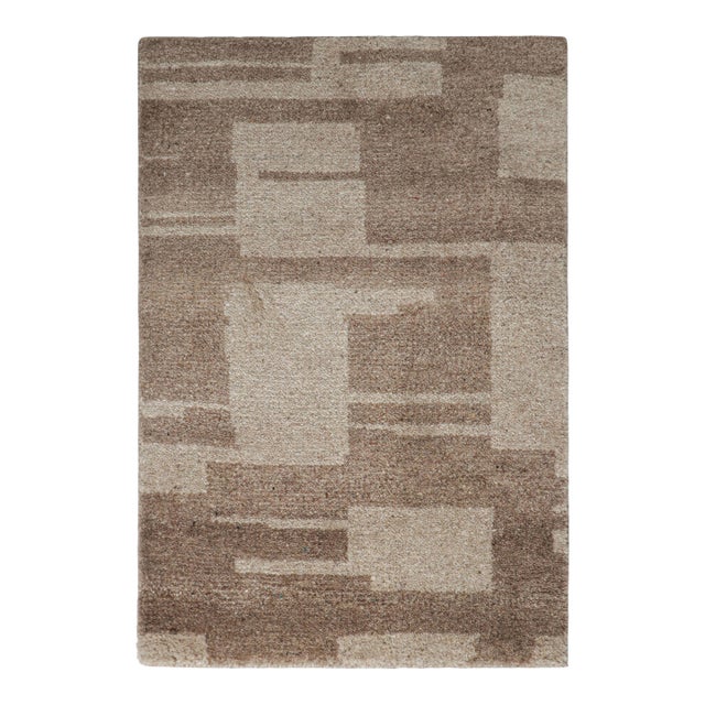 Rug & Kilim’s Contemporary Rug With Geometric Design in Beige & Brown For Sale