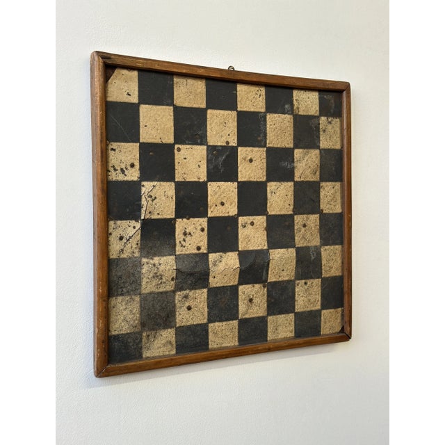Black Antique Black-and-White Monochrome Game Board on Linoleum Tile, Circa 1910s-20s For Sale - Image 8 of 18