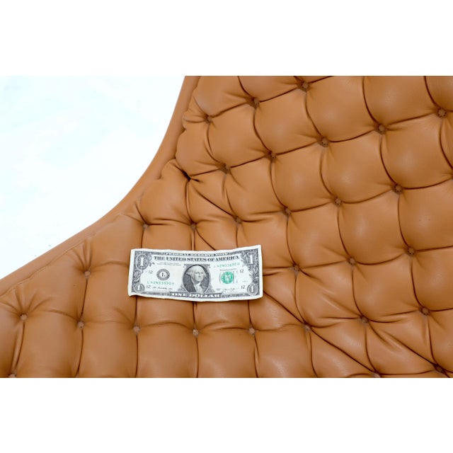 Mid-Century Modern Pair of Mid 20th Century Documented Verner Panton Tan Tufted Leather 123 Lounge Chairs For Sale - Image 3 of 12