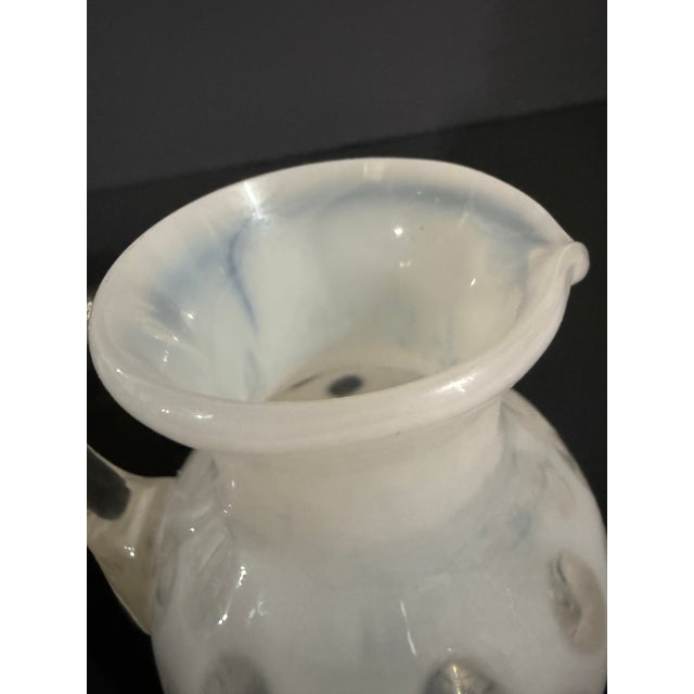 MCM Hand-Blown Frosted Art Glass Pitcher With Polka Dot Pattern For Sale - Image 11 of 12