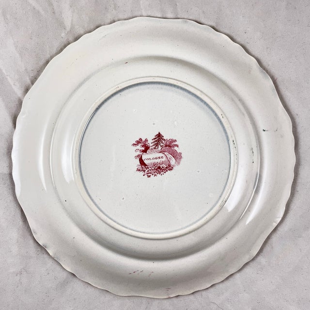 Ralph Stevenson Pink English Transferware Dinner Plates, Cologne Pattern, Set of 8 For Sale - Image 11 of 13