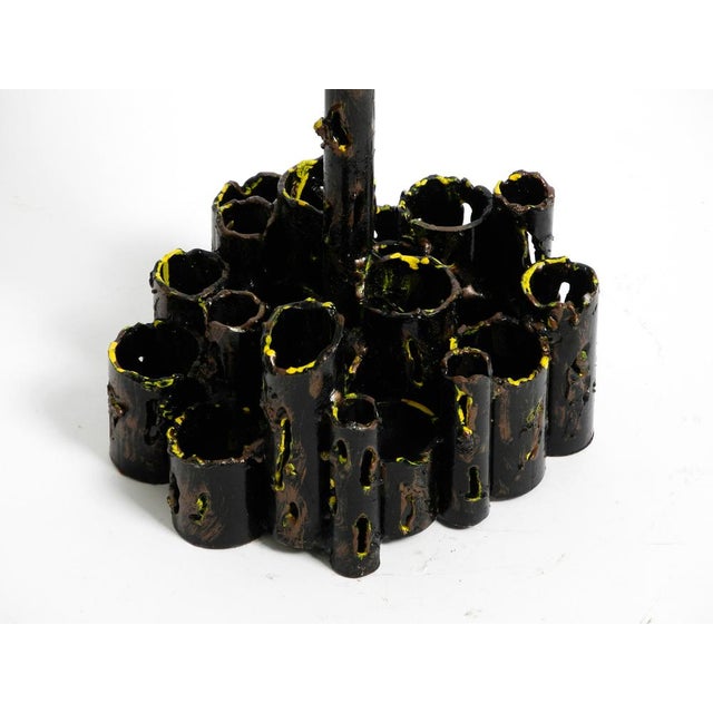Black Large Italian Sculptural Brutalist Iron Candleholder by Marcello Fantoni, 1950s For Sale - Image 8 of 14