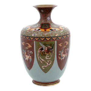 Late 19th Century A Large Japanese Meiji Cloisonne Enamel Vase With Birds of Paradise