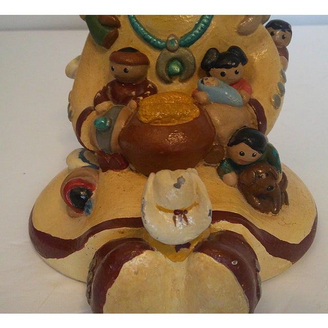 Vintage 1988 Cleo Teissedre Navajo Storyteller Southwestern Folk Art 12 Kids Dog Large 6" For Sale - Image 12 of 14