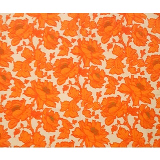 Vintage 1960's Everfast Tangerine Peonies Cotton Deadstock Fabric- 5.5 Yards For Sale