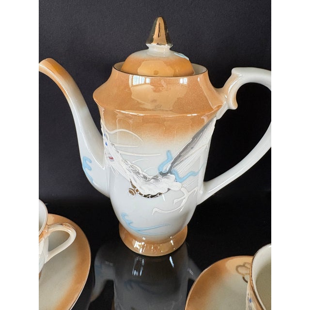 Dragon Tea Set Lusterware Made in Japan, Teapot With 6 Cups and Saucers, Hand Painted For Sale In Washington DC - Image 6 of 11